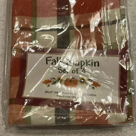 Fall Napkin Set of 4   20x20   100% Cotton - Picture 2 of 2